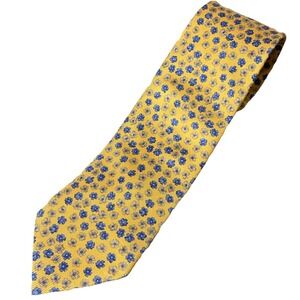 FACONNABLE MENS‎ YELLOW FLORAL 100% SILK CLASSIC NECK TIE WIDTH: 3 3/4"